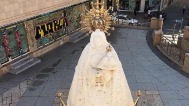 El Ayuntamiento de Albacete trabaja junto a la Fundación La Caixa para reponer la imagen del Triunfo de la Virgen y recuperar el monumento