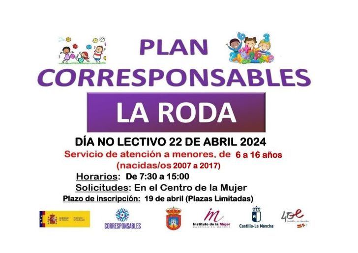 El lunes se abre el plazo para solicitar el Plan Corresponsables para Semana Blanca y Semana Santa en La Roda