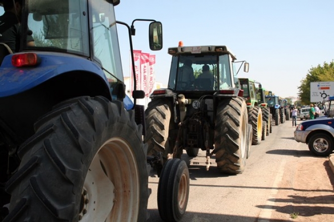 Más de 200 agricultores protestaron en Villarrobledo por el precio de la uva