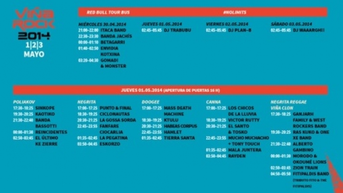 El Viña Rock ya tiene horarios definitivos para la edición de este año