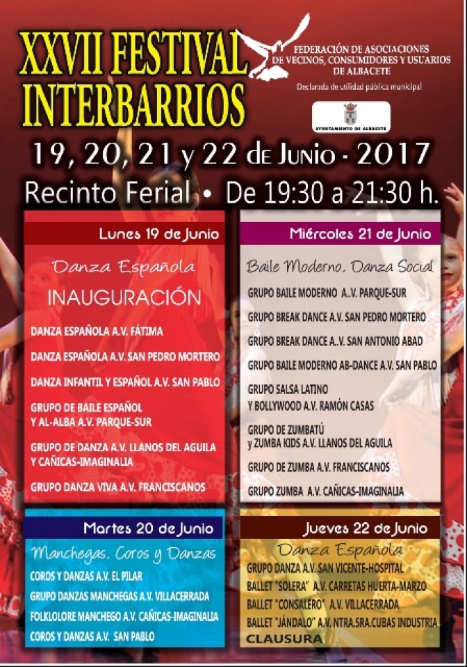 El XXVII festival interbarrios se celebrará en el recinto ferial del 19 al 22 de junio