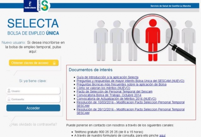 El Sescam remite al Diario Oficial de Castilla-La Mancha el aviso de publicación de los listados definitivos de la Bolsa de Trabajo