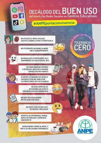 ANPE relanza su campaña sobre el buen uso del móvil y las redes sociales en los centros educativos