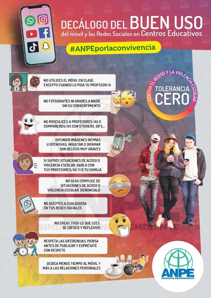 ANPE relanza su campaña sobre el buen uso del móvil y las redes sociales en los centros educativos