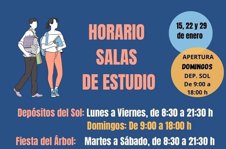 La Sala de Estudio de los Depósitos del Sol de Albacete abrirá los tres domingos de enero