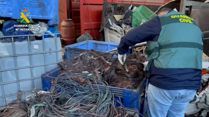 La Guardia Civil desmantela un grupo delictivo que sustraía cableado de cobre en Murcia, Alicante y Albacete