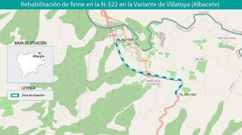 Mitma rehabilitará el firme de la Variante de Villatoya (Albacete) en la carretera N-322 con inversión de 460.000 euros