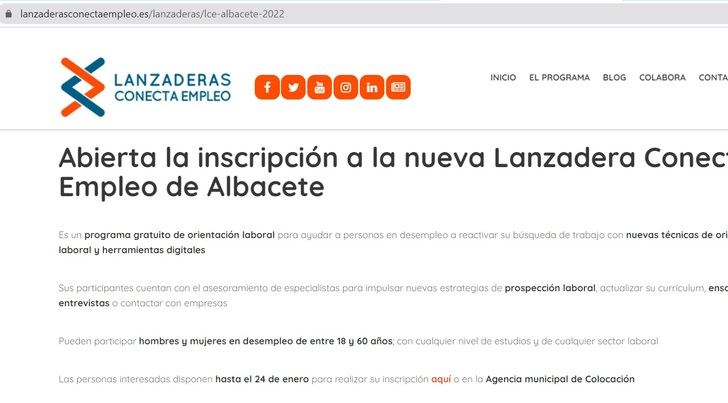Últimos días para que personas en desempleo se apunten a la nueva Lanzadera Conecta Empleo de Albacete
