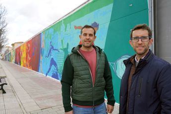 Un mural de más de 400 metros cuadrados en homenaje al deporte de La Roda