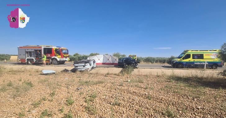 Imagen del trágico accidente cerca de Sisante, con cinco muertos.