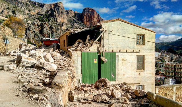 Derrumbe hace tres años en Alcalá del Júcar.