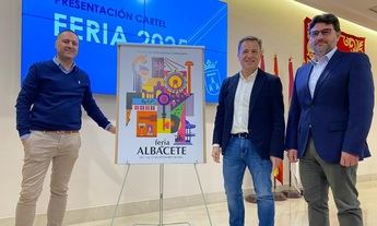 El alcalde de Albacete presenta el vibrante cartel de la Feria 2025 diseñado por Abel Rocha