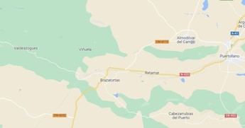 Corte de la N-420 en Brazatortas por desprendimiento de rocas