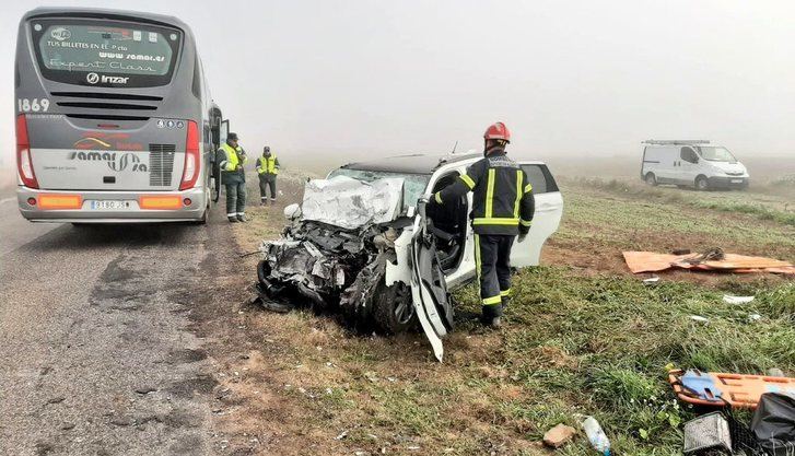Trasladada al hospital de Albacete la mujer herida en un accidente provocado por la niebla cerca de Las Mesas (Cuenca)