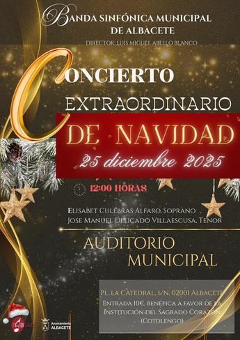 La Banda Sinfónica Municipal de Albacete celebra la Navidad con un Concierto Extraordinario en el Auditorio