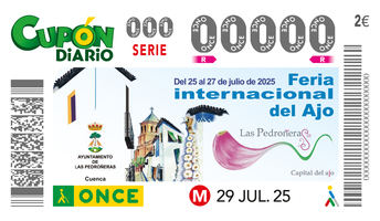 La ONCE dedicará el cupón del 29 de julio a la Feria Internacional del Ajo de Las Pedroñeras 2025
