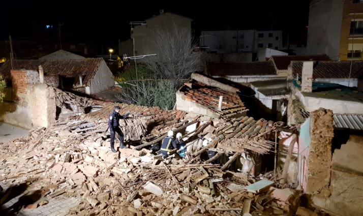 Derrumbe de madrugada en Albacete, en la calle Castellón