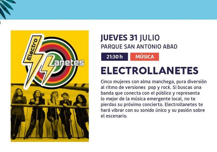 Electrollanetes: Concierto gratuito de pop y rock en el Parque San Antonio Abad