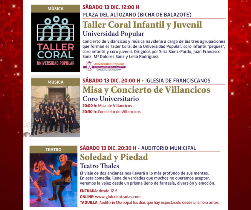 La Navidad Cultural 2025/2026 llena la ciudad de música y teatro el 13 de diciembre