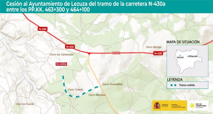 El Ayuntamiento de Lezuza asume la titularidad de un tramo de la carretera N-430A tras cesión del Ministerio de Transportes