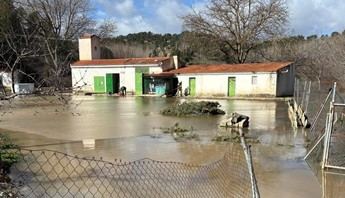El río Jardín bajo aviso rojo: Los bomberos de la Diputación de Albacete trabajan para achicar agua en la piscifactoria