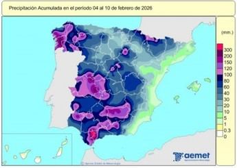 España acumula 429 l/m2 de lluvias desde octubre, un 38% más de lo habitual