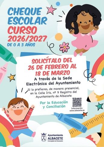 Albacete lanza el 'Cheque Escolar' para el curso 2026/2027 con ayudas de hasta 100 euros al mes