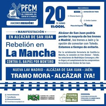 Manifestación en Alcázar de San Juan el 20 de junio contra el baipás ferroviario por Montoro