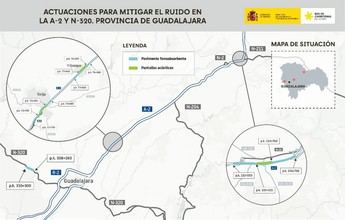 Aprobado proyecto de 8 millones para reducir el ruido en la A-2 y N-320 en Guadalajara