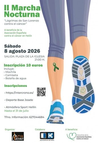 Hellín celebrará la II Marcha Nocturna 'Lágrimas de San Lorenzo' contra el cáncer el 8 de agosto