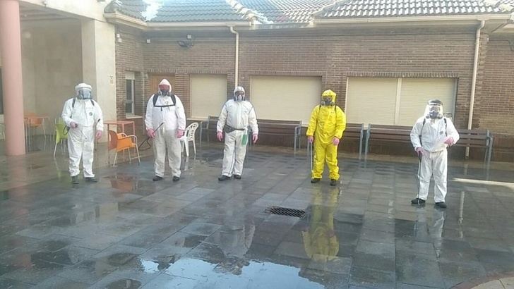 Desinfección en la residencia Núñez de Balboa, en Albacete.