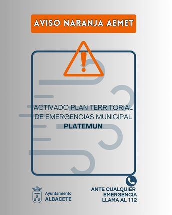 Albacete bajo aviso naranja: Vientos de hasta 90 km/h obligan a suspender actividades al aire libre