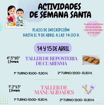 La Roda ofrece talleres de repostería y manualidades para Primaria en Semana Santa