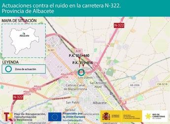 Adjudicas por más de 700.000 euros las obras para reducir el impacto acústico del tráfico de la N-322 en Albacete