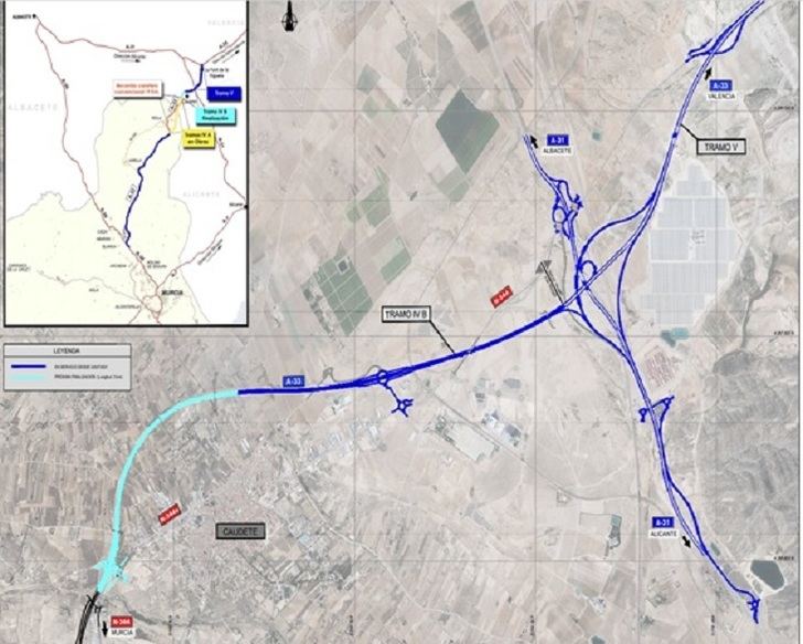Abiertos al tráfico 3 nuevos kilómetros de la A-33 entre los enlaces de Caudete Oeste y Este (Albacete)
