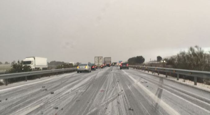 Imagen de la colisión múltiple en la autovía, cerca de Pozo Cañada.