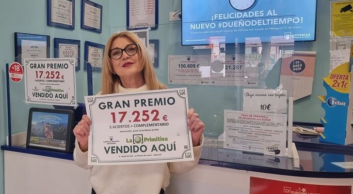 Premio de 17.250 euros para un boleto de Primitiva vendido en Campollano (Albacete)