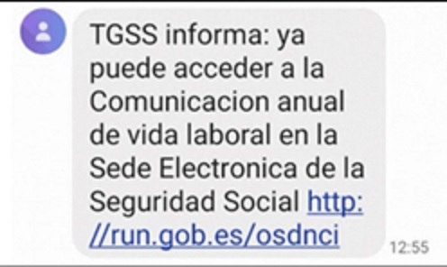 Este es el aviso de la TGSS que se recibe en los móviles y es absolutamente seguro