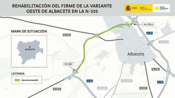 Transportes licita la rehabilitación de la N-322 en Albacete por 4.6 millones de euros