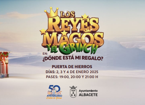 Albacete celebra su 50 aniversario con el vídeo mapping ‘Los tres Reyes Magos y el Grinch’ en la Puerta de Hierros
