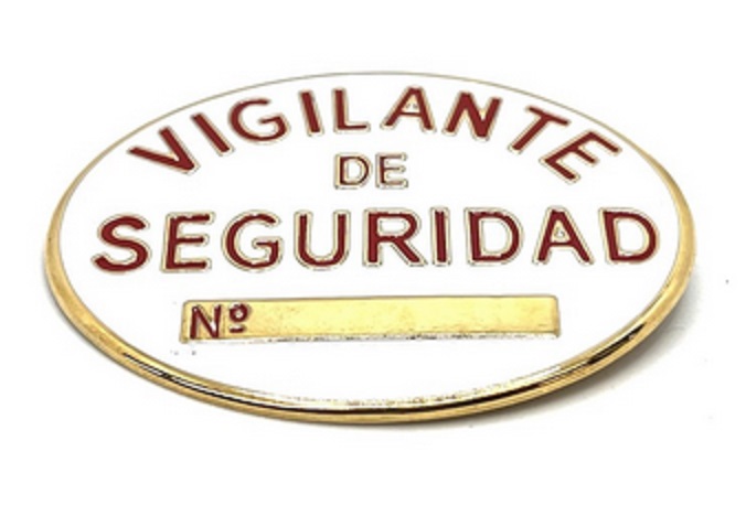 PLACA HOMOLOGADA VIGILANTE SEGURIDAD PVC